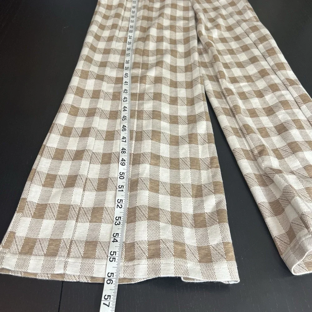 En Saison ANTHROPOLOGIE Mani Gingham Plaid Jumpsuit Size XS Beige Belted Pockets
